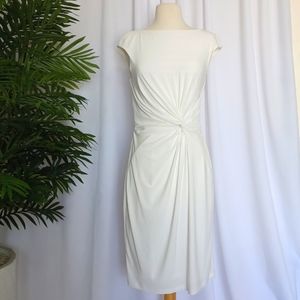Lauren Ralph Lauren Cream Twist-Front Midi Dress